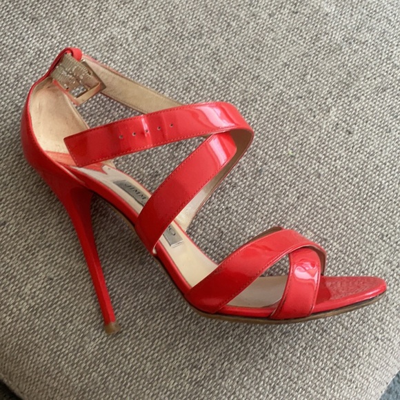 Jimmy Choo xenia Strappy red heels 38.5 - Picture 4 of 9